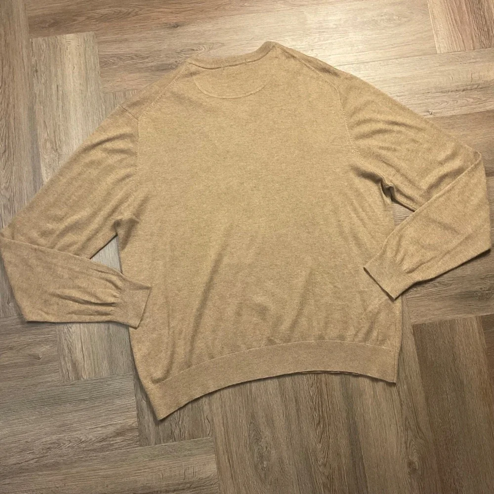 Vintage Johnston & Murphy Silk Angora Blend V-Neck Sweater‎ Mens XL Tan Classic